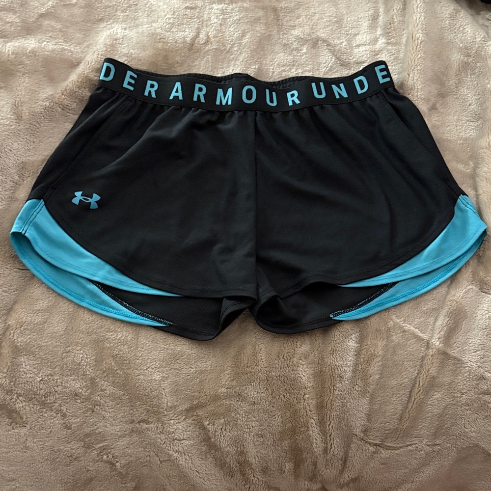 Under Armour Women's Black Shorts with Blue Trim